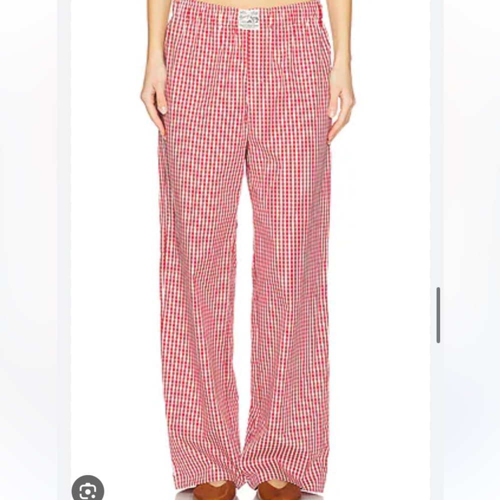 Wide Leg Red Gingham Pants - Classic Comfortable Fit